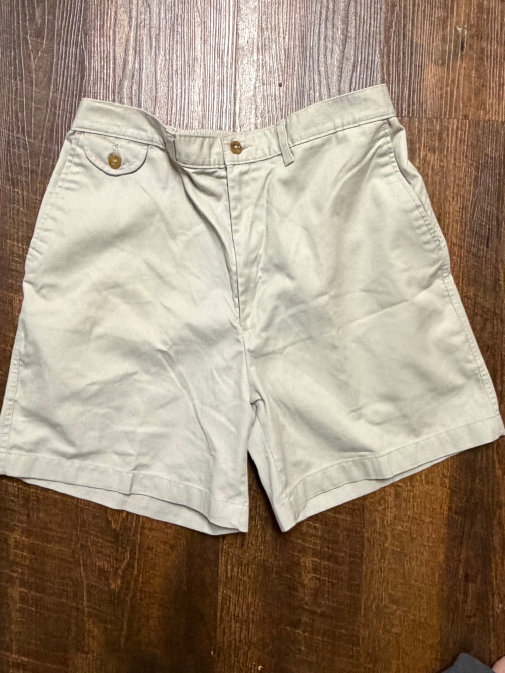 VTG Towncraft Men's Flat Front Shorts in Light Cream Khaki Chinos 36